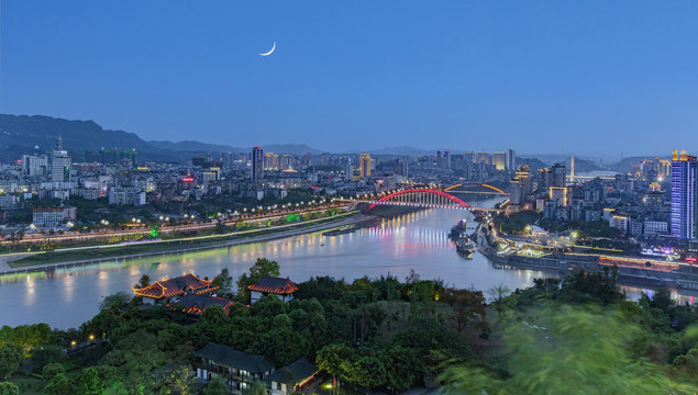 宜宾三江汇流夜景