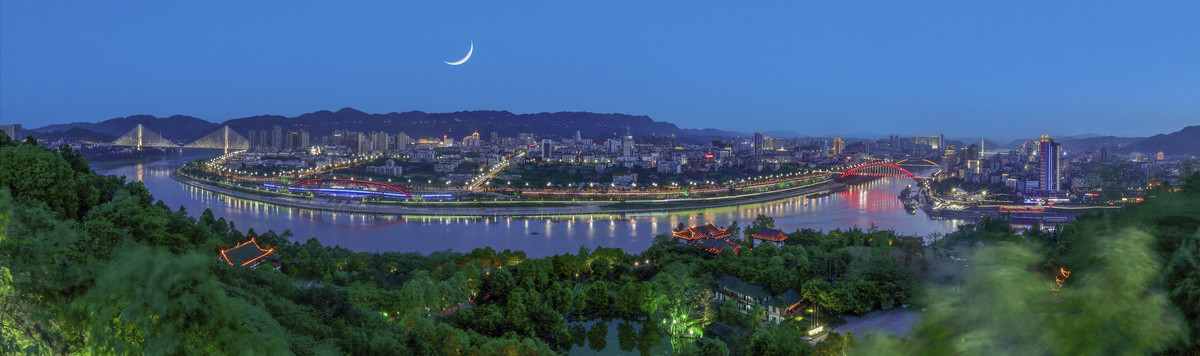 宜宾三江汇流城市景观夜景