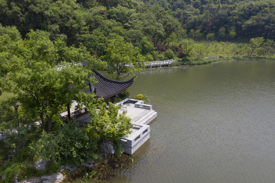 杭州西湖区铜鉴湖景区航拍