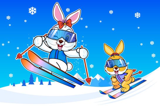 滑雪双兔