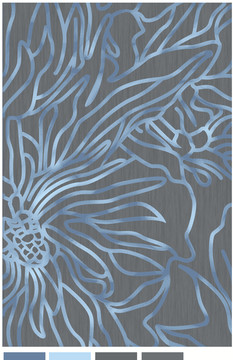 现代简约抽象线条花朵地毯图案