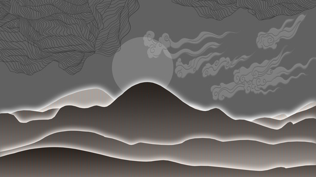 抽象云纹中式花格格栅造型背景