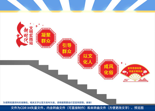 新时代文明实践中心楼梯文化墙