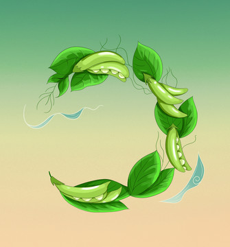 健康食品豌豆的插画