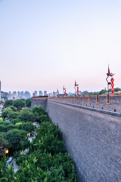 中国陕西西安城墙夜景