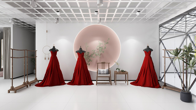 现代婚纱店背景设计效果图
