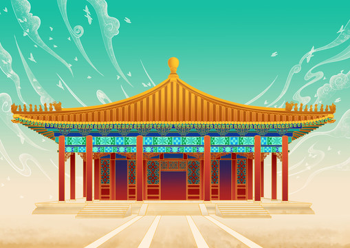 北京故宫中和殿建筑背景横版