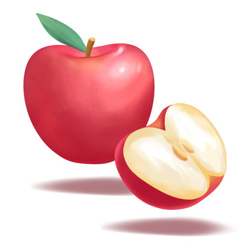 分层手绘水果苹果