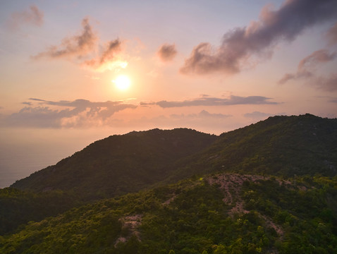 自然风光高山日落