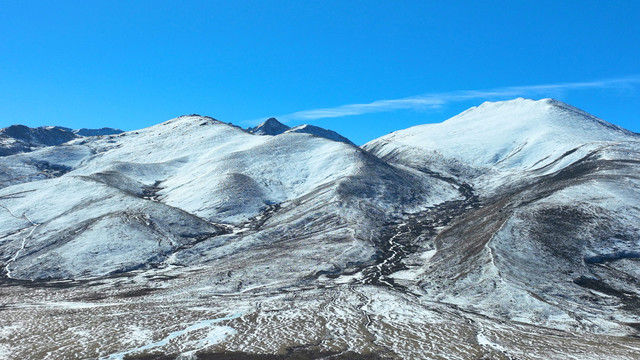 四川理塘高山雪山河流峡谷风光