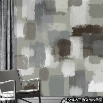 美式灰色抽象油画壁纸