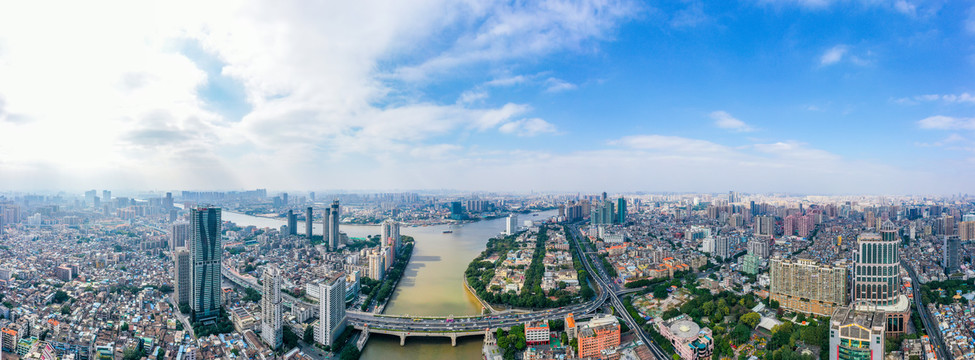 航拍广州沙面岛全景图