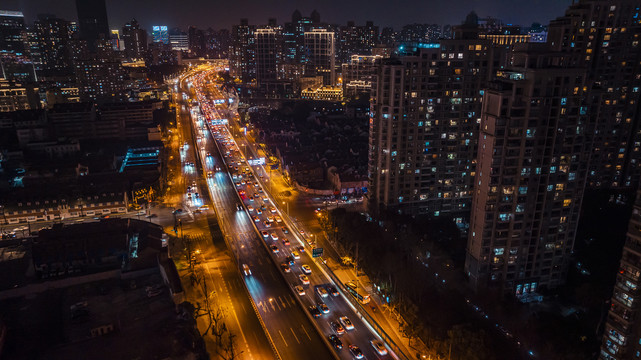 延安高架夜景航拍