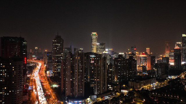 黄浦区夜景航拍