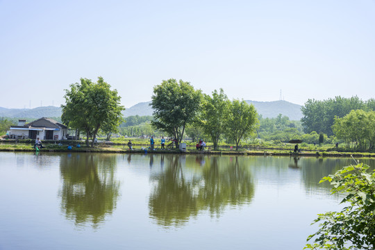 南京江宁佘村佘山水库风光