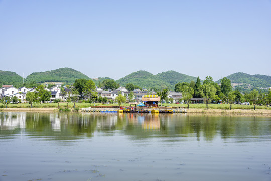 南京江宁佘村佘山水库风光