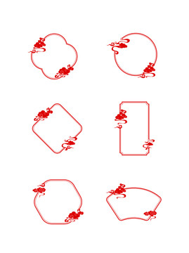 矢量祥云几何线条边框中国风