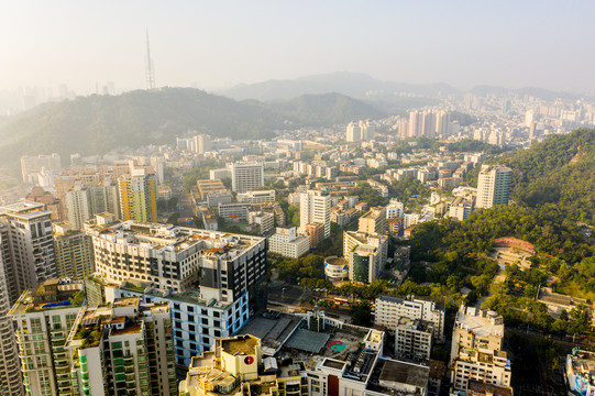 航拍广东珠海香洲区城市风光