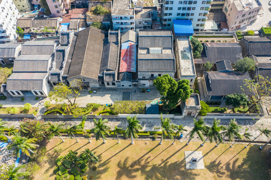 航拍广东珠海梅溪牌坊旅游区