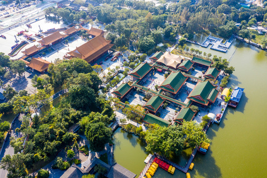 航拍广东珠海圆明新园景区