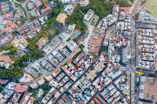 航拍澳门半岛居民住宅区