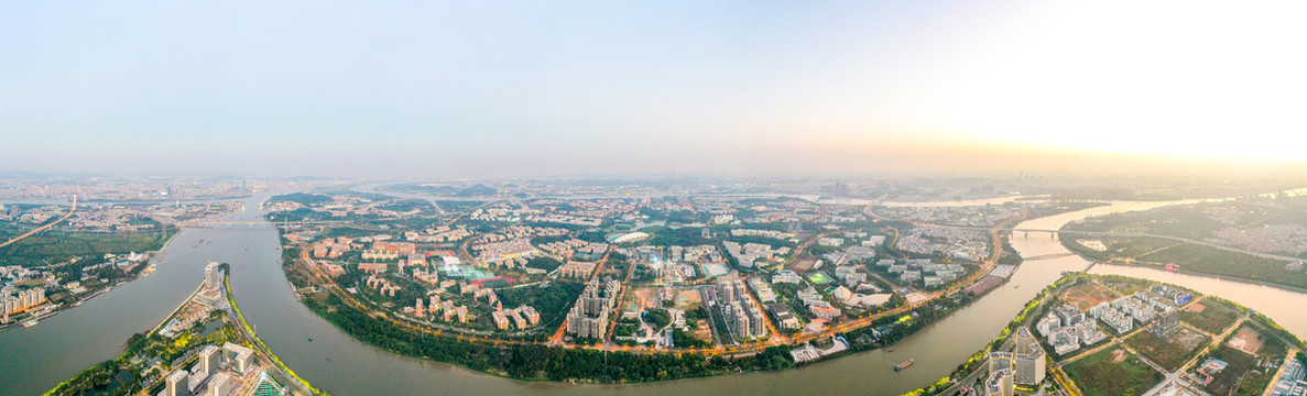 航拍番禺区小谷围岛广州大学城