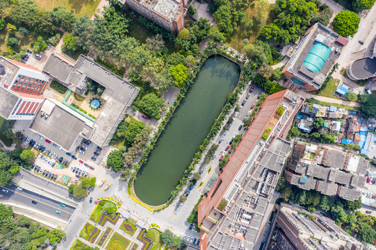 航拍中山大学校本部北门广场