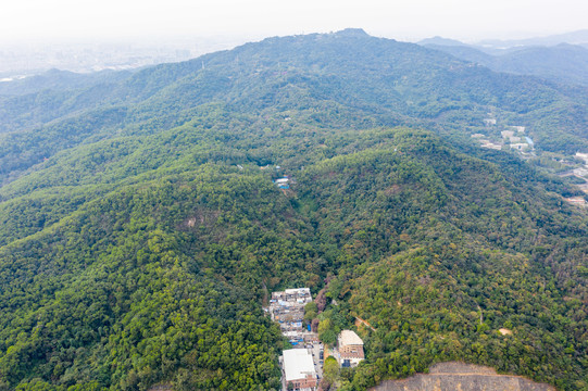 航拍广州白云山风景区鸣春谷