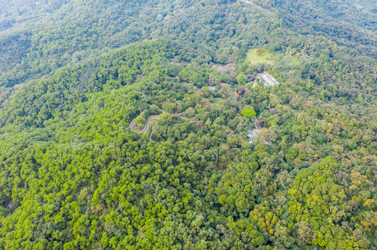 航拍广州白云山风景区鸣春谷