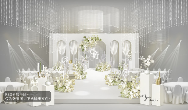 白绿色系韩式水晶婚礼效果图