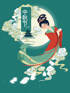 中秋节国潮插画海报设计