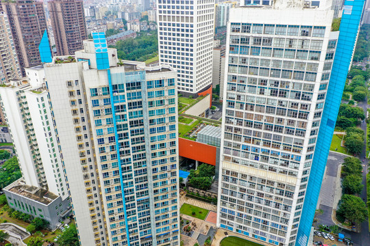 航拍海南海口龙华区住宅建筑群