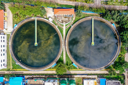 航拍海南海口白沙门污水处理厂