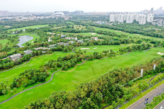 航拍海口西海岸高尔夫球会