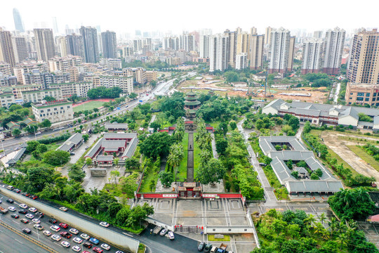 航拍海口海瑞墓园海瑞纪念馆