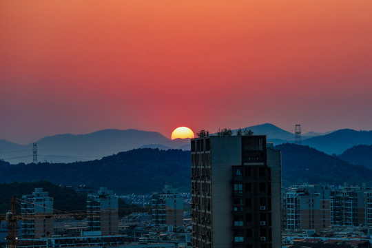 浙江长兴立夏夕阳