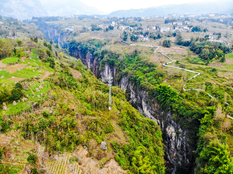 航拍湖北恩施大峡谷云龙地缝