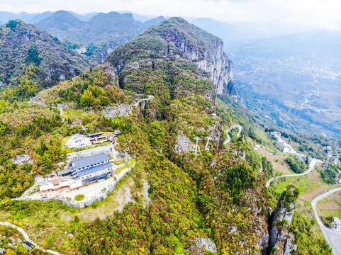 航拍湖北恩施大峡谷七星寨景区