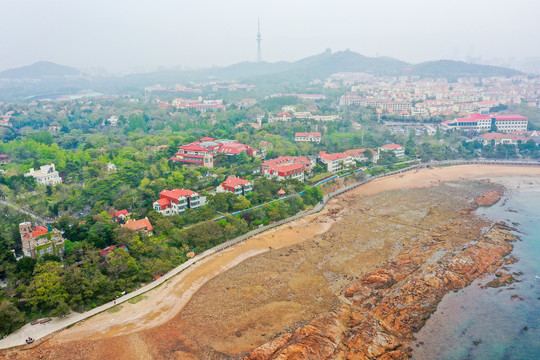 航拍山东青岛八大关景区