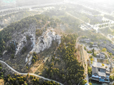 航拍江苏徐州龟山汉墓外景