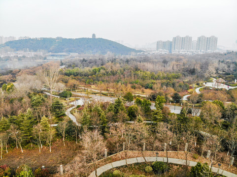 航拍江苏徐州狮子山楚王陵外景