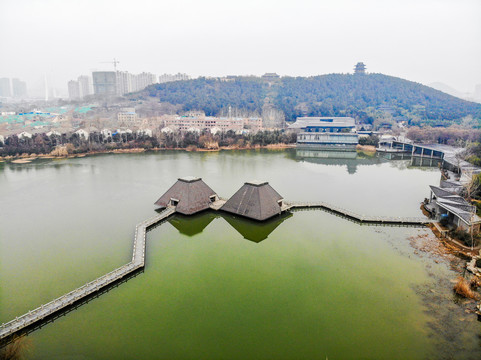 航拍徐州水下兵马俑博物馆外景