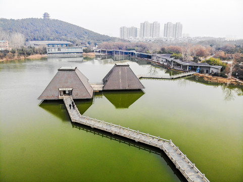 航拍徐州水下兵马俑博物馆外景