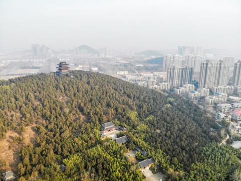 航拍徐州汉文化景区竹林寺