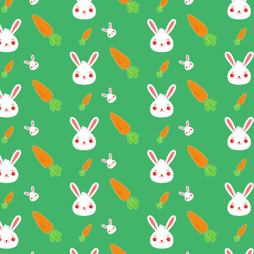 小白兔胡萝卜童装布匹印花图
