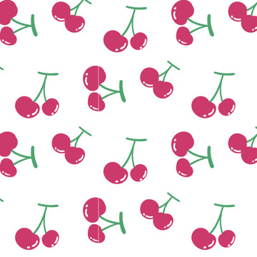 水果平铺背景卡通樱桃印花图案