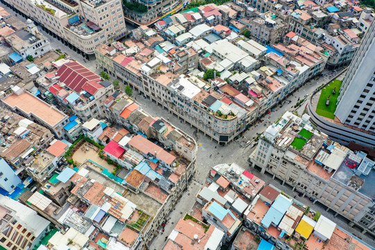 航拍福建厦门中山路步行街区