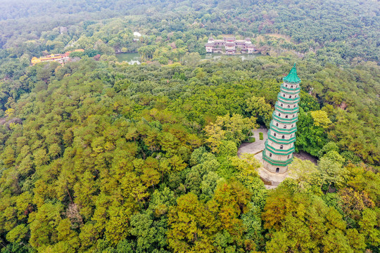 航拍广西南宁青秀山景区龙象塔