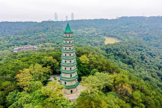 航拍广西南宁青秀山龙象塔