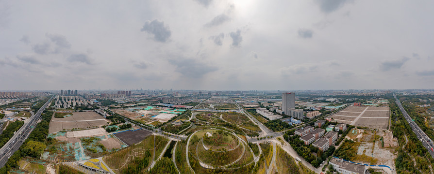 上海普陀桃浦中央绿地航拍全景